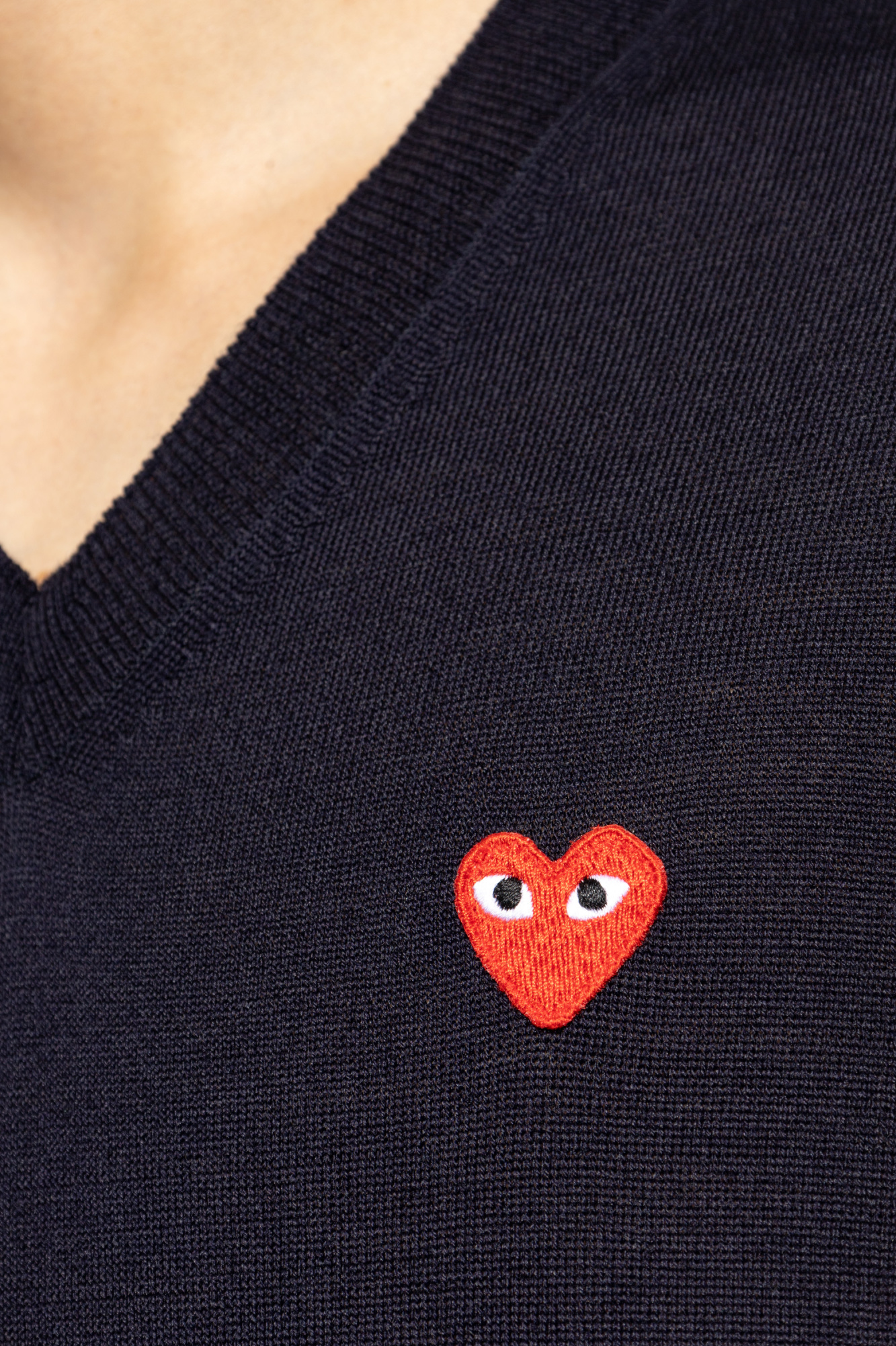 Navy blue Wool V-neck T-shirt Comme des Garçons Play - Vitkac AS